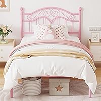 Vista 14 de Elephance Estructura de Cama de Metal Tamaño Completo con Cabecera Vintage, Plataforma de Cama con Espacio de Almacenamiento de 11 Pulgadas Sin Negro