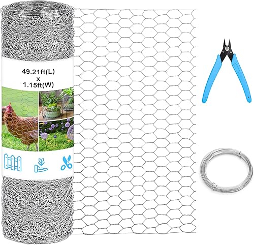Miniatura 8 de Valla de alambre de pollo para manualidades, 13.78 x 118 pulgadas, malla de alambre hexagonal galvanizada ligera para pollo, malla de alambre de