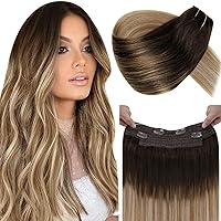 Vista 19 de LaaVoo - Extensión de cola de caballo de cabello humano negro, con clip, 18 pulgadas, extensiones de cabello humano invisible de una pieza