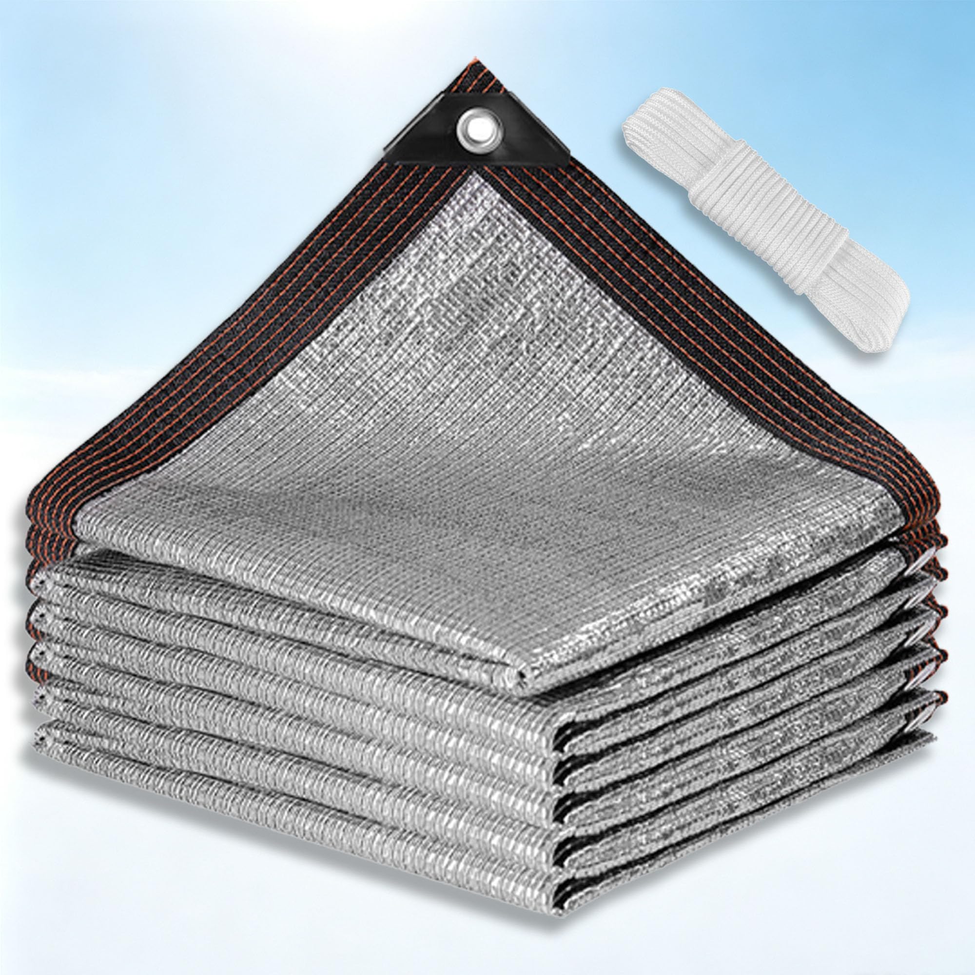 Siatka Cieniująca Z Folii Aluminiowej 250 x 290 cm Wiele Rozmiarów Siatce Przeciwsłonecznej Z Przelotkami Do Samochodu, Kempingu, Na Drogę, Kemping, Srebro