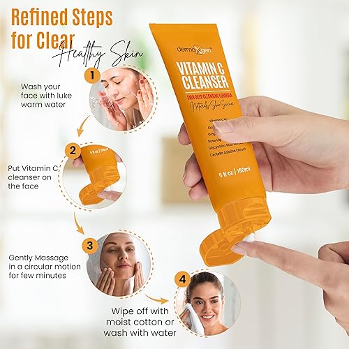 Miniatura 8 de Limpiador facial de vitamina C con aceite de semilla de rosa mosqueta e ingredientes naturales puros y orgánicos de aloe vera, 5.0 oz.  5.1 fl oz