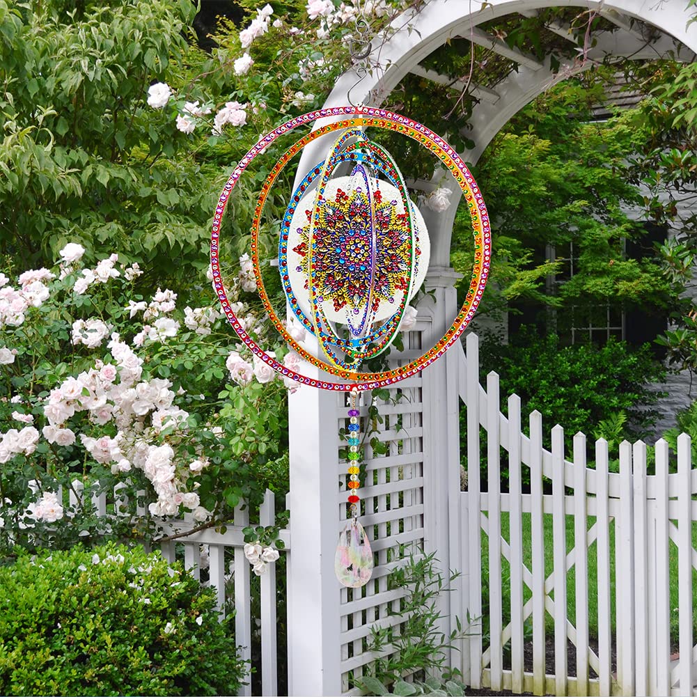 5D Diamond Painting Drehbares Windspiel, Doppelseitige Acryl Diamant Malerei Kunst Hängende Ornamente, Mosaik Kunst Kristall Dekoration for Tür, Fenster, Geschenke for Outdoor Dekorationen