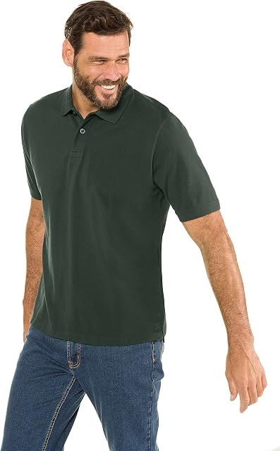 JP 1880 Men's Big & Tall Classic Cotton Pique Polo Shirt Dark Green XX-Large 702560 40-XXL