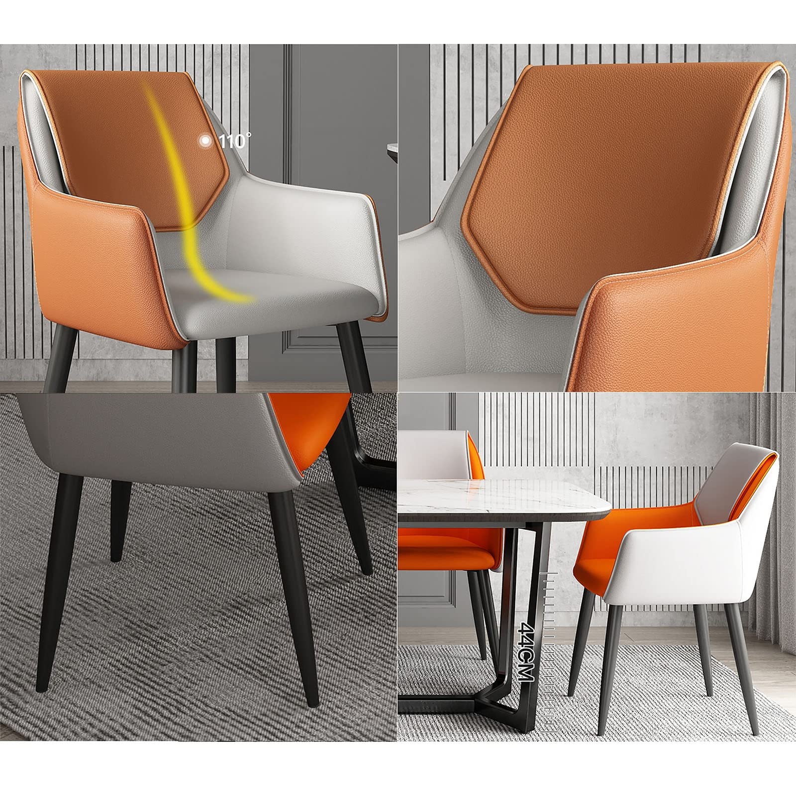 Sedia da pranzo moderna in pelle italiana, comoda ed elegante, per casa, ristorante, hotel o scrivania per unghie (colore: nero)