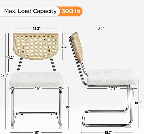 Miniatura 3 de Yaheetech Juego de 4 sillas de comedor de ratán, sillas de cocina modernas de mediados de siglo con patas de metal y asiento tapizado para el hogar,