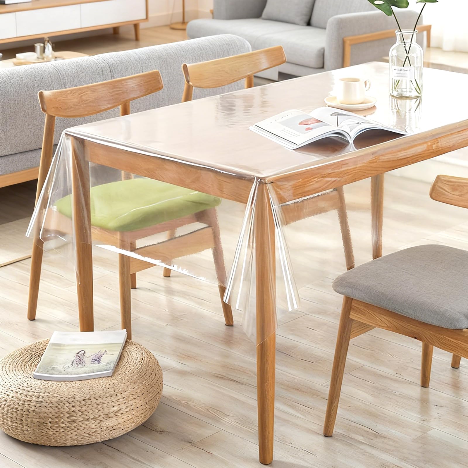 TESSTSY 1 Piece 100 x 180 cm Transparent PVC Table Cloth Protector