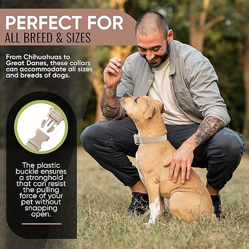Miniatura 3 de DCSP Pets - Collar de perro  Collar de perro resistente para perros pequeños, medianos y grandes  Tela natural ecológica  Duradero y agradable al