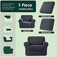 Vista 145 de CHUN YI - Funda elástica para sofá (7 piezas), funda para sofá de 3 plazas con tres respaldos y cojines separados con banda elástica, tela jacquard
