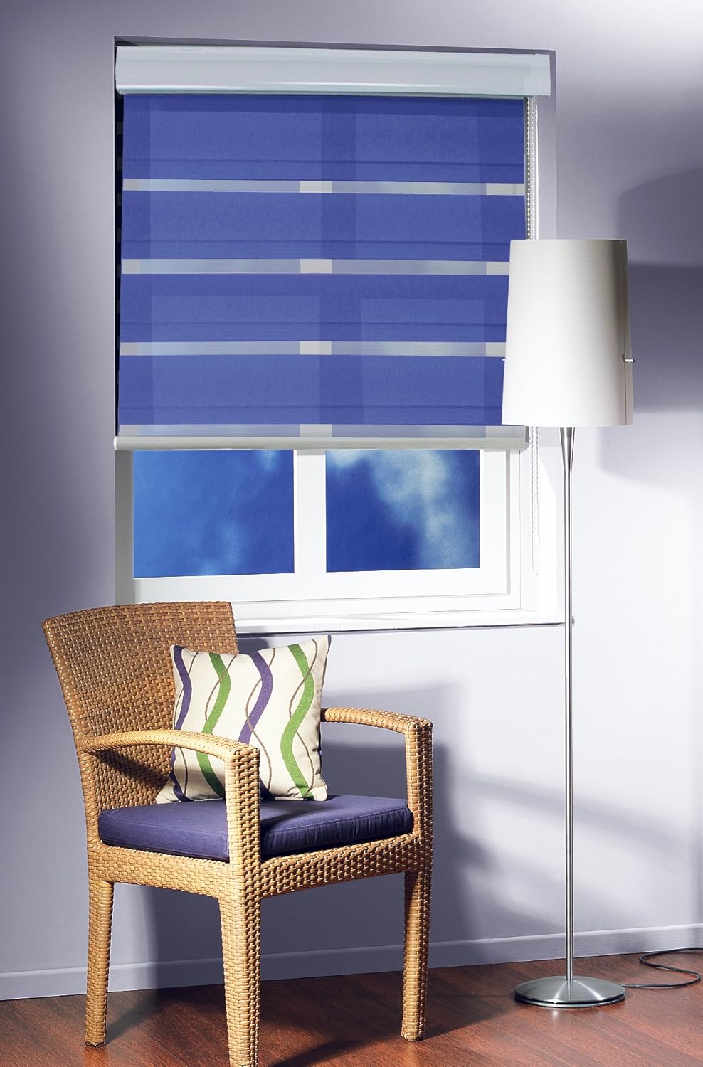 DUOROLLO DOPPELROLLO KETTENZUGROLLO 120cm breit x 160cm lang in blau