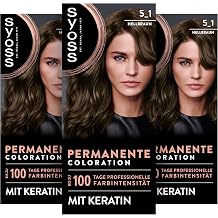 Syoss Coloration 5_1 Light Brown 115 ml Permanent Colouration with Keratin Gives up to 100 Days of Professional Colour Intensity 100% Grey Coverage