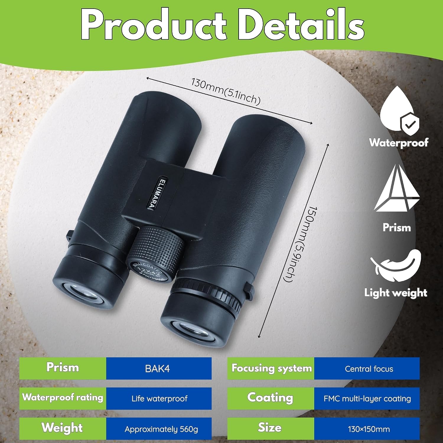 12x42 HD Binoculars for Adults – Waterproof Fog-Proof with BAK4 Prism – Lightweight Compact Design with 65cm Tripod & Phone Adapter – Bird Watching, Hunting, Sports & Travel