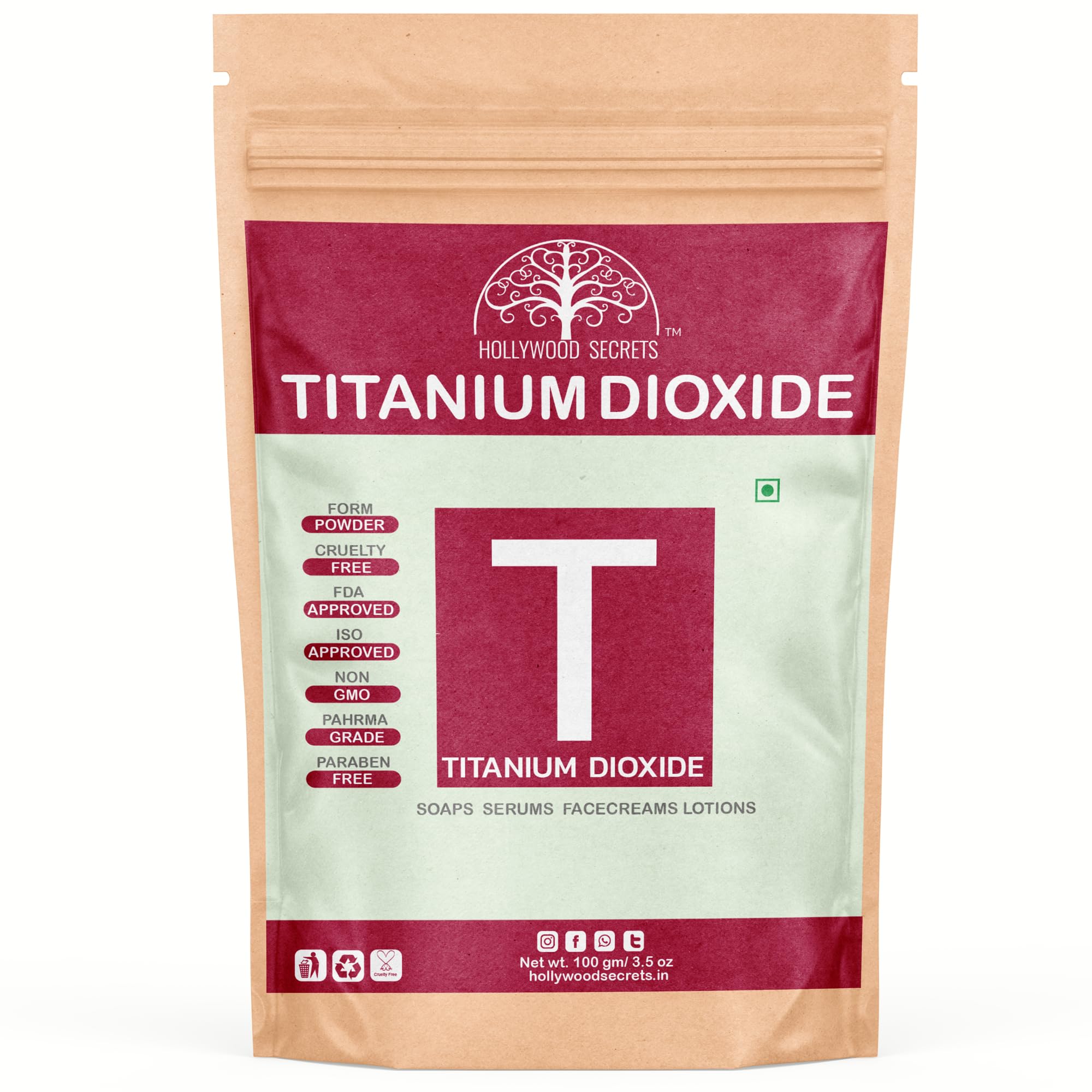 Hollywood Secrets Titanium Dioxide Powder DIY Cosmetics 100gm