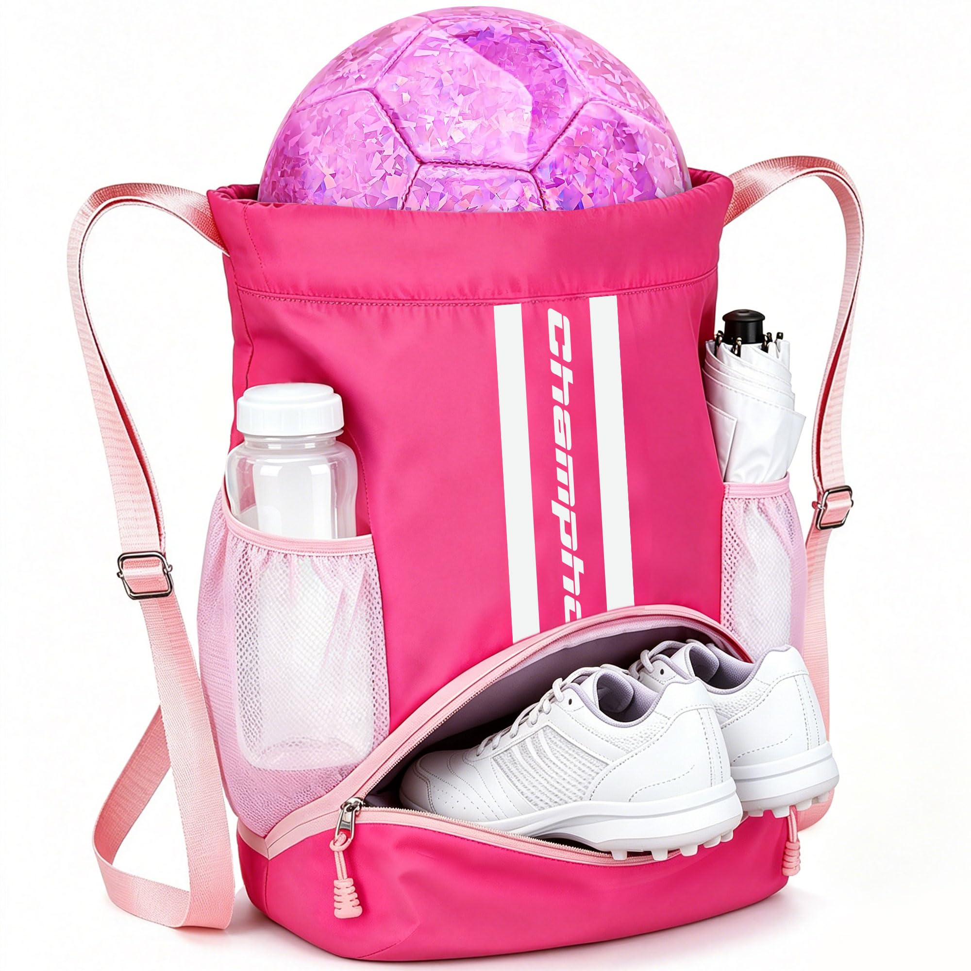 Soccer Bag, Youth Drawstring Backpack for Volleyball Basketball Sports