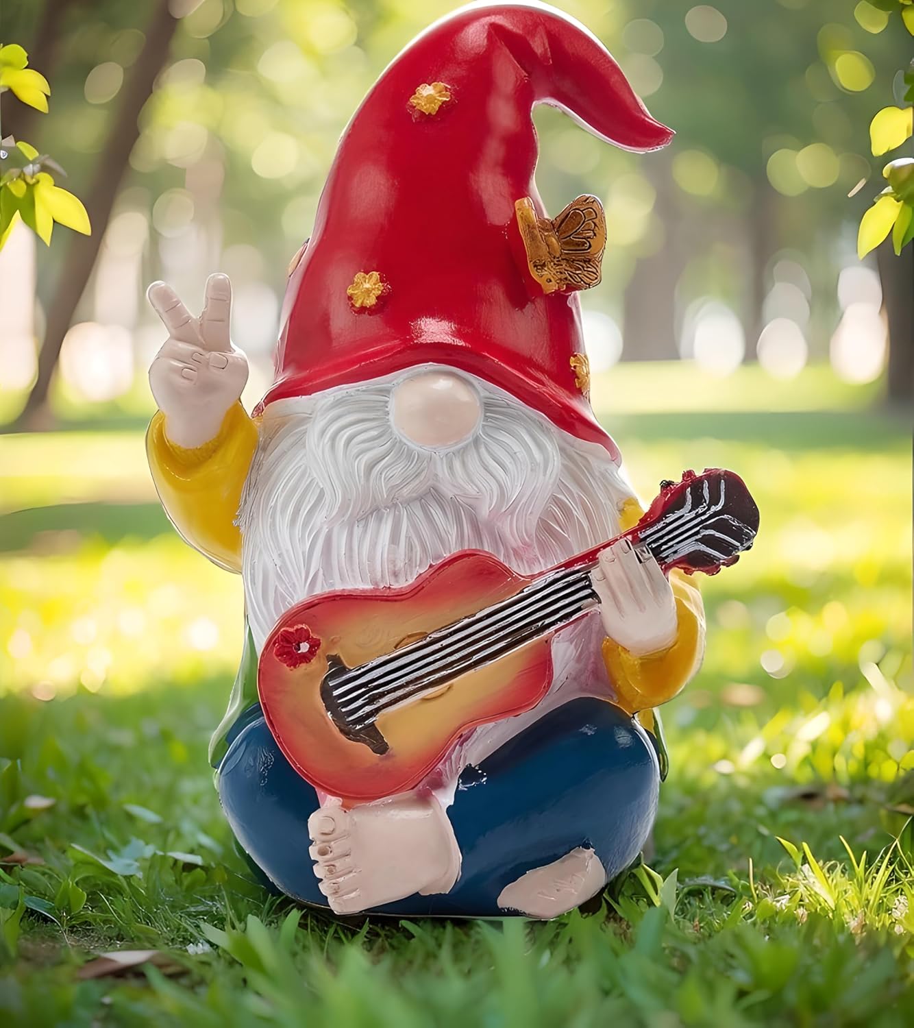 Hippie Garden Gnome Decor Statue,Funny Garden Gnomes with Peace Sign Decor Outdoor ,for House,Lawn,Patio and Porch, Gifts Hippie for Friend,Family - Image 6