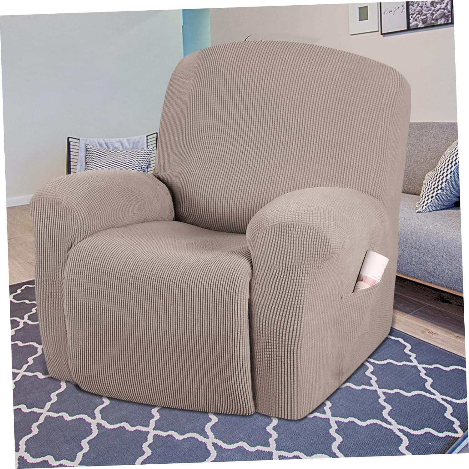 Stretch Recliner Slipcover Polyester Furniture Protector for Recliner Chairs Easy to Install Full Coverage for Home and Office Use Brown Color Single Seat
