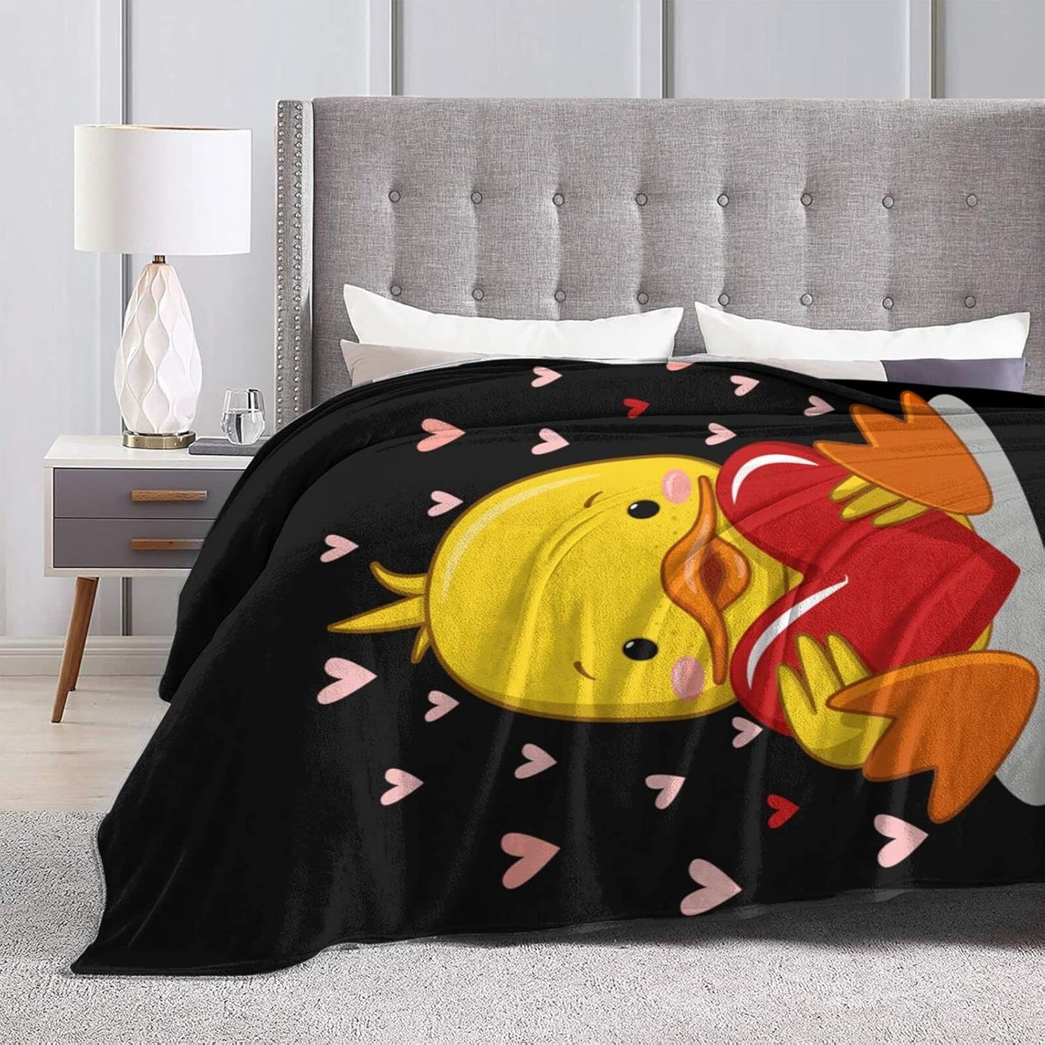 Perinsto Cute Duck with Heart Throw Blanket Ultra Soft Warm All Season Decorative Fleece Blankets for Bed Chair Car Sofa Couch Bedroom 50"X40" - Image 5