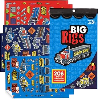 Transportation Stickers - Truck Stickers for Kids 206 Pcs Big Rigs Semi Diesel Vehicle Trucks Toddler Boys Reward Classroom Preschool Teacher Journal Planner Sheets Book 18 Wheeler Trailer Hauler