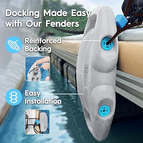 Vista 16 de Guardabarros de barco fácil de instalar para acoplamiento, guardabarros ideal para pontón, bajo, moto acuática y barcos de pesca Gris