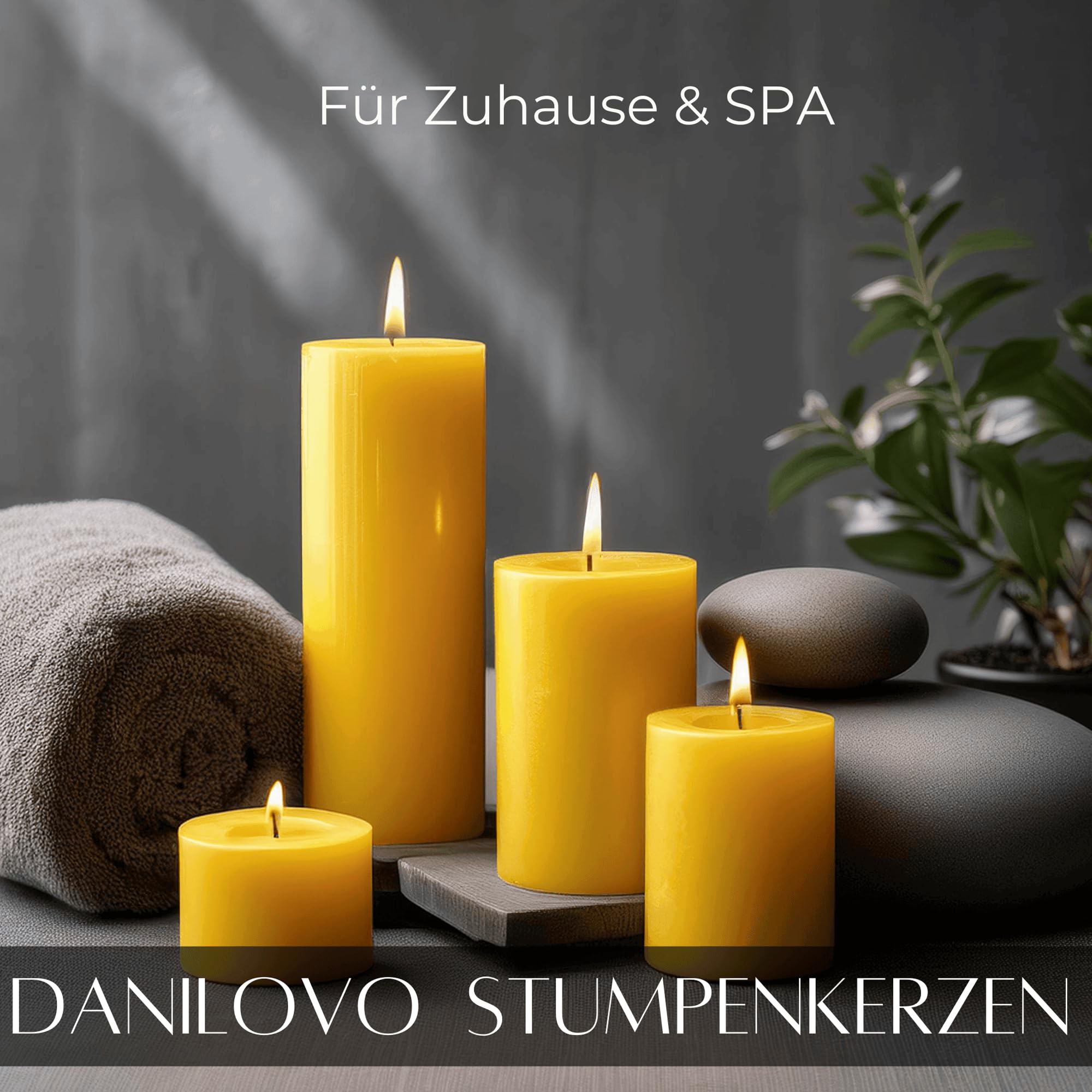 Danilovo Stumpenkerzen aus 100% Bienenwachs – Bienenwachskerzen in Premium-Qualität, Luxuriöses Accessoire für ein Gemütliches Zuhause (2 Stk., 7.5 x 15 cm, Brenndauer 100 Std)