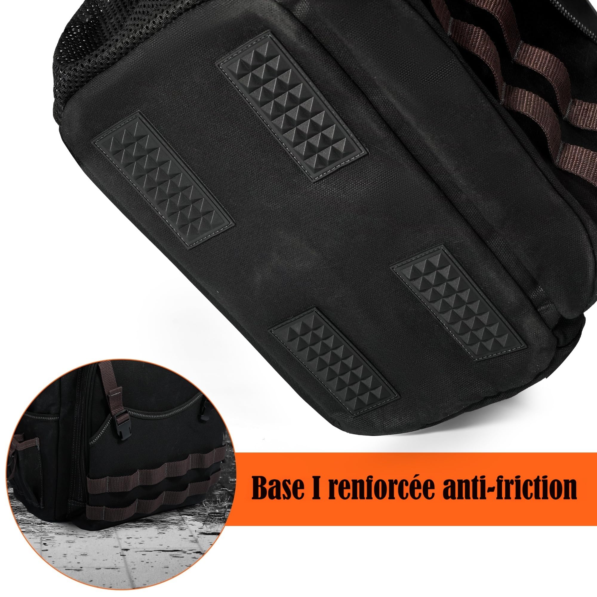 WELKINLAND Sac à dos d’outils HAVC en toile cirée à 88 poches, sac à dos d’outils pour électricien robuste, sac à dos d’outil pour technicien à ouverture supérieure, sac à dos d’outils pour la