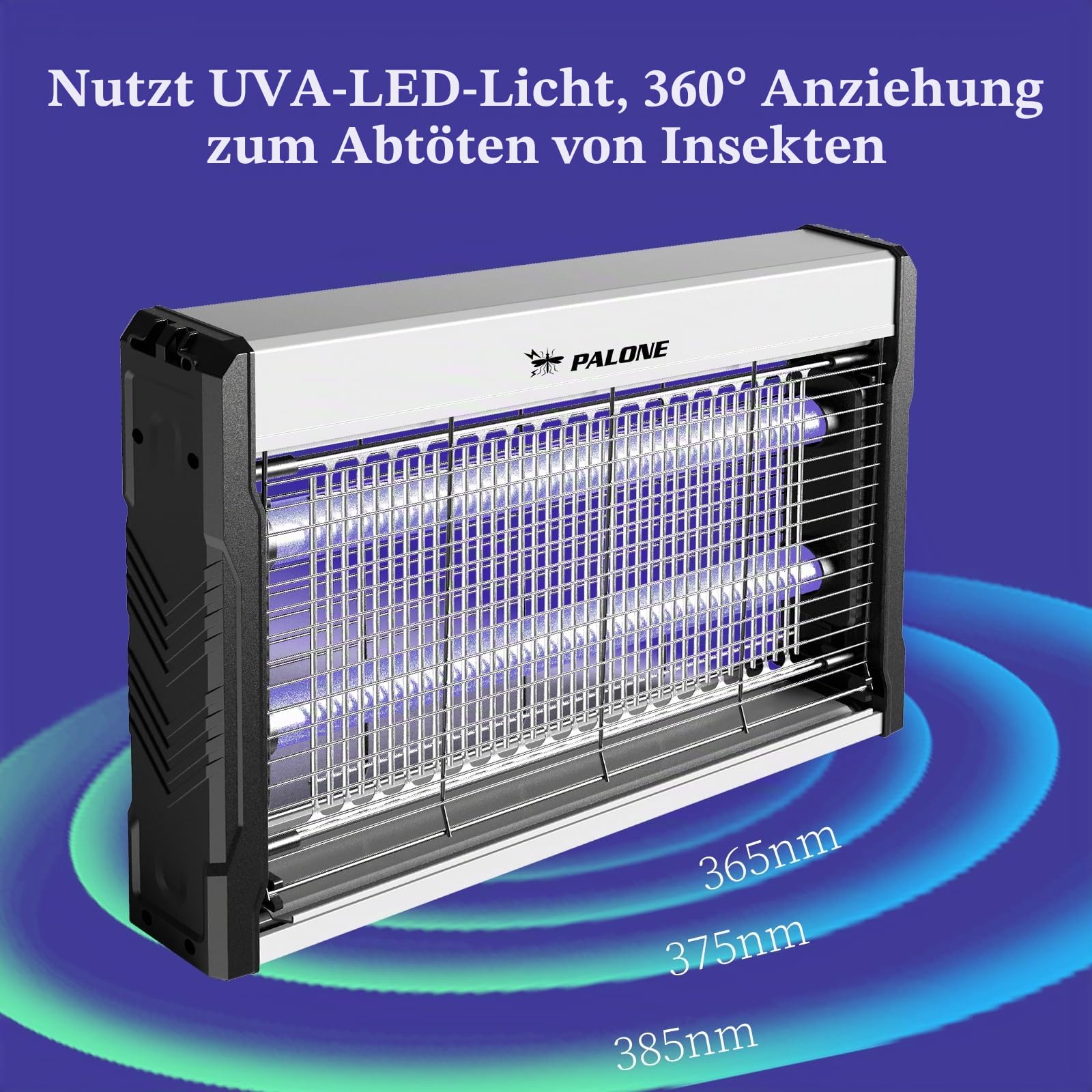 PALONE Insektenvernichter Elektrischer 3200V, Dual-Band Anziehun UV LED Bug Zapper USB Wandmontierter Mückenlampe mit Kabel Elektrische Fliegenfalle für Innen, Insektenlampe Gegen Mücken, Fliegen