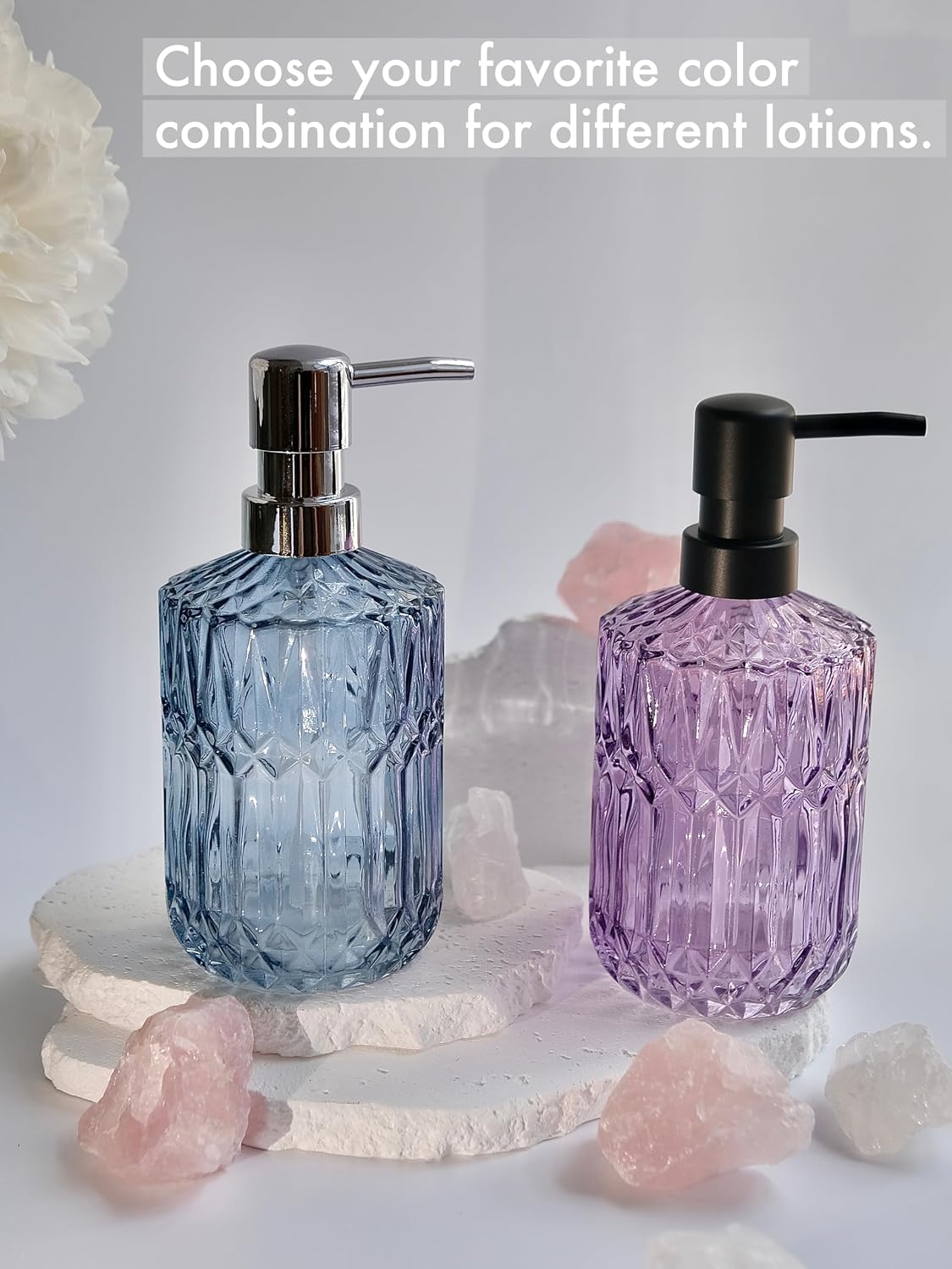 LaMarriti Blue Soap Dispenser, Refillable Glass Bathroom Lotion Dispenser image 5