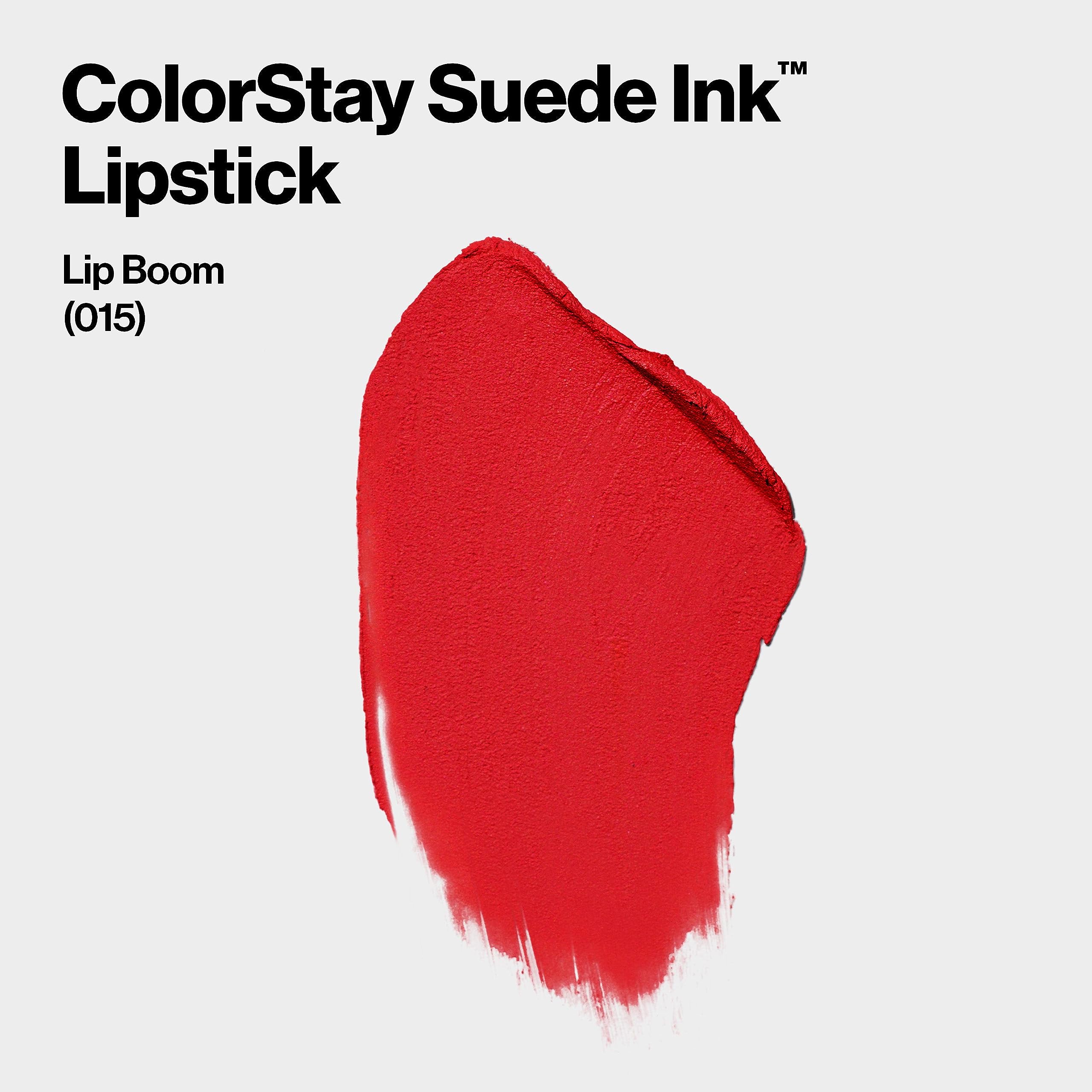 Revlon ColorStay Suede Ink Lipstick, Rossetto Opaco, A Lunga Durata, Formula No-Transfer, Arricchito con Vitamina E, Resistente All'Acqua, 015 Lip Boom, 2.55g
