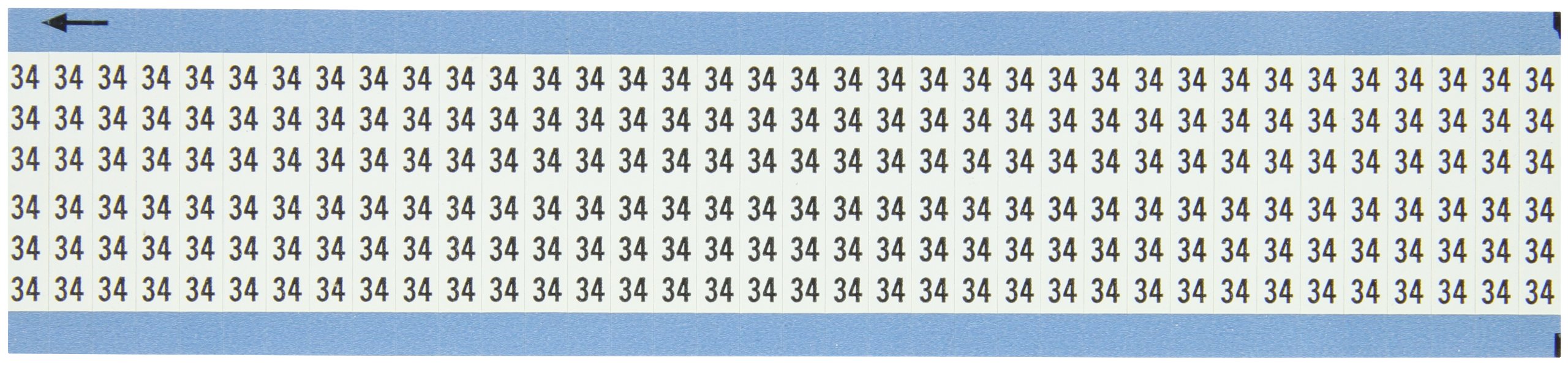 Brady wm-34-pk 1,5 "marcador longitud, B-500 Repositionable vinilo números de gamuza, negro mate acabado en color blanco sólido marcador de alambre Tarjeta, leyenda" 34 "tarjeta (Pack de 25)