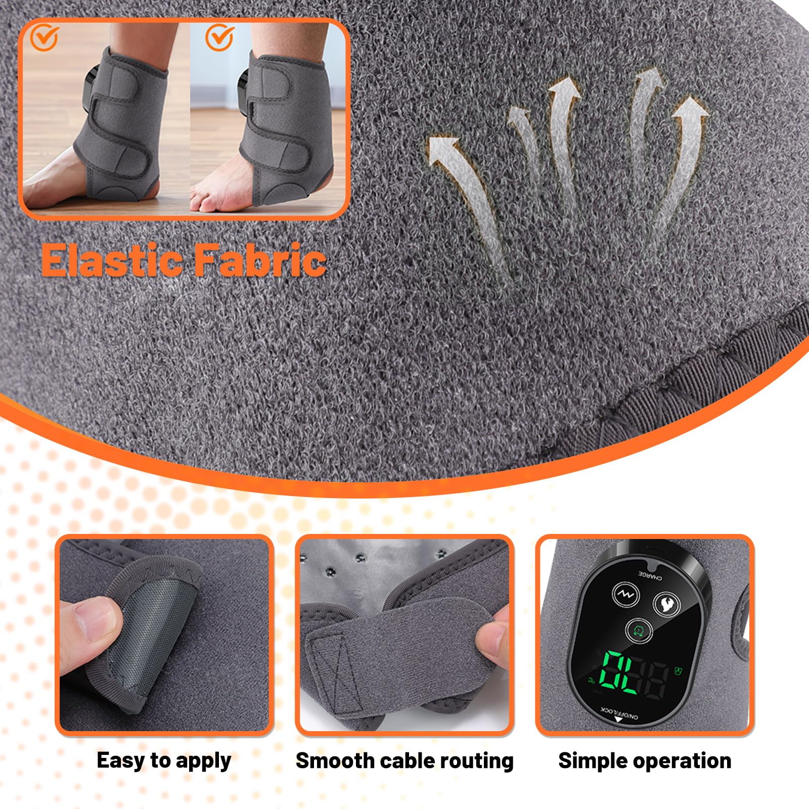 Masseur de Pieds 3 en 1 Électrique et Sans Fil - 6 Niveaux de Chauffage, 3 Modes Appareil de Massage avec Bande d'Extension pour Chevill, Talons, Dessus du Pied, Cadeau pour Maman, Papa