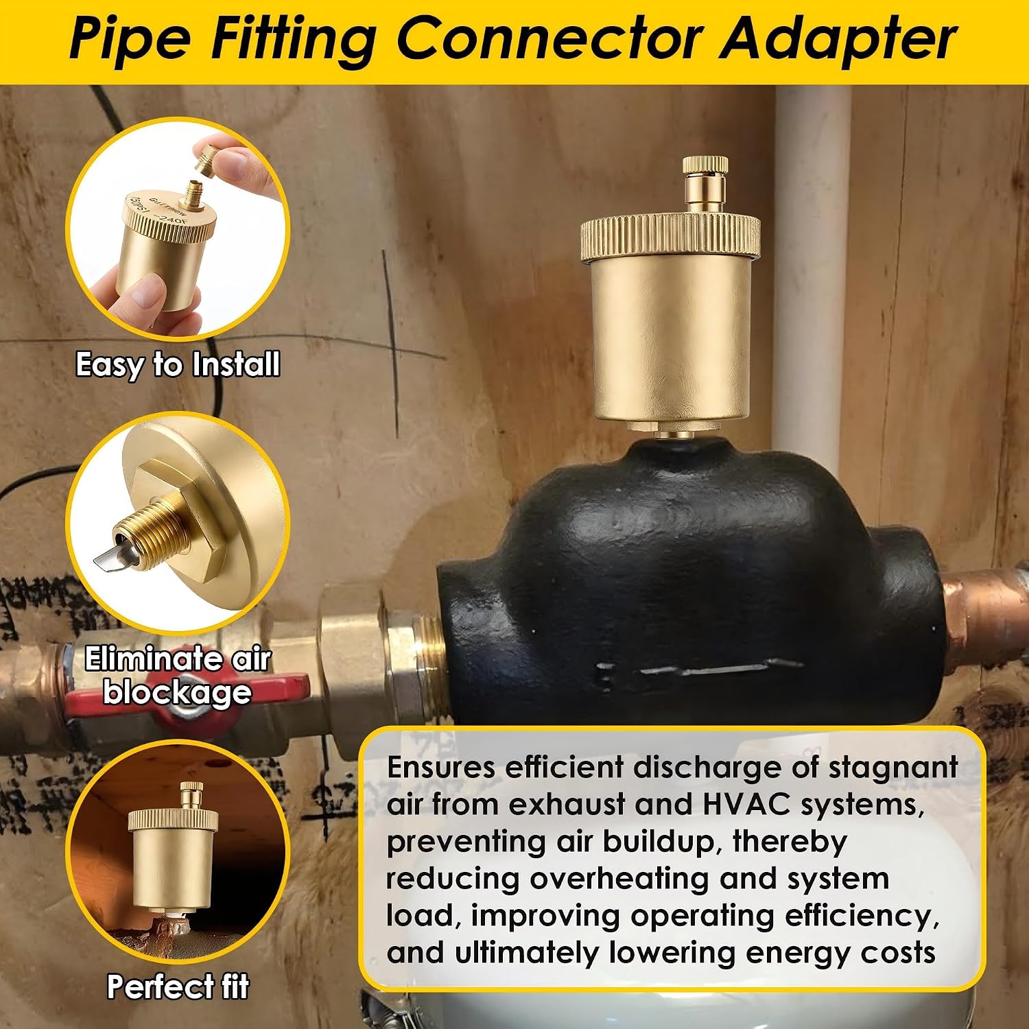 1/8" NPT Automatic Air Vent Valve with 3/4" NPT Pressure Relief Valve for Hot Water and Cold Water Systems