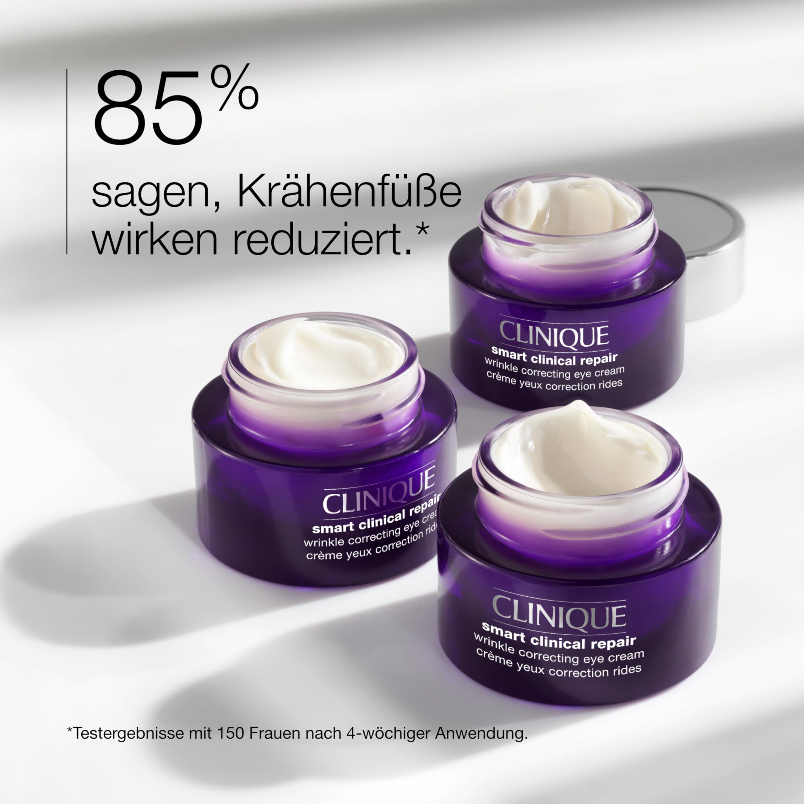 Clinique Smart Clinical Repair™ Wrinkle Correcting Eye Cream mit Peptiden + Hyaluronsäure | Anti-Aging, feuchtigkeitsspendend + abschwellend mit Massage