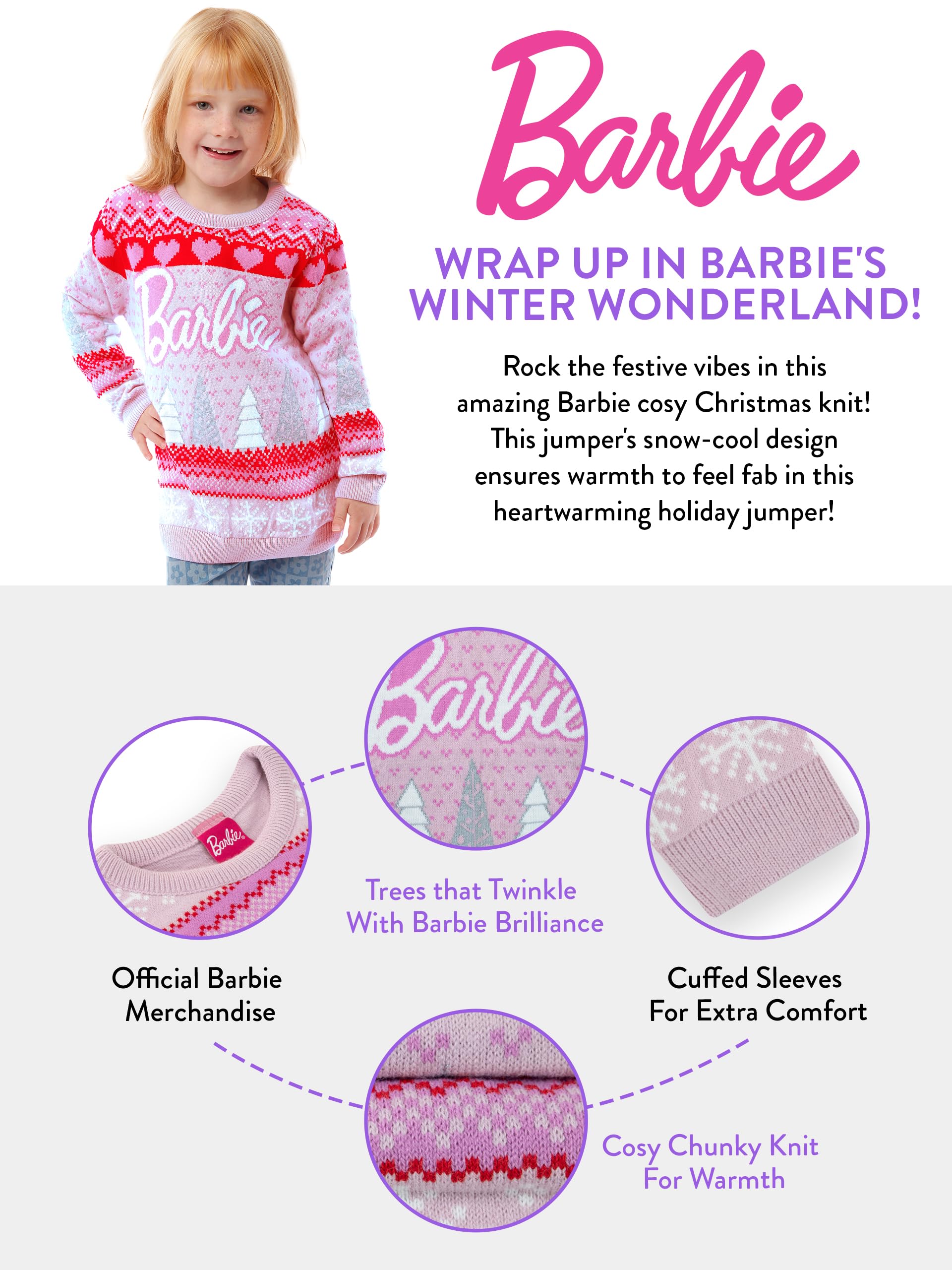 Barbie Świąteczny Sweter Dla Dziewczynek Oficjalny Towar