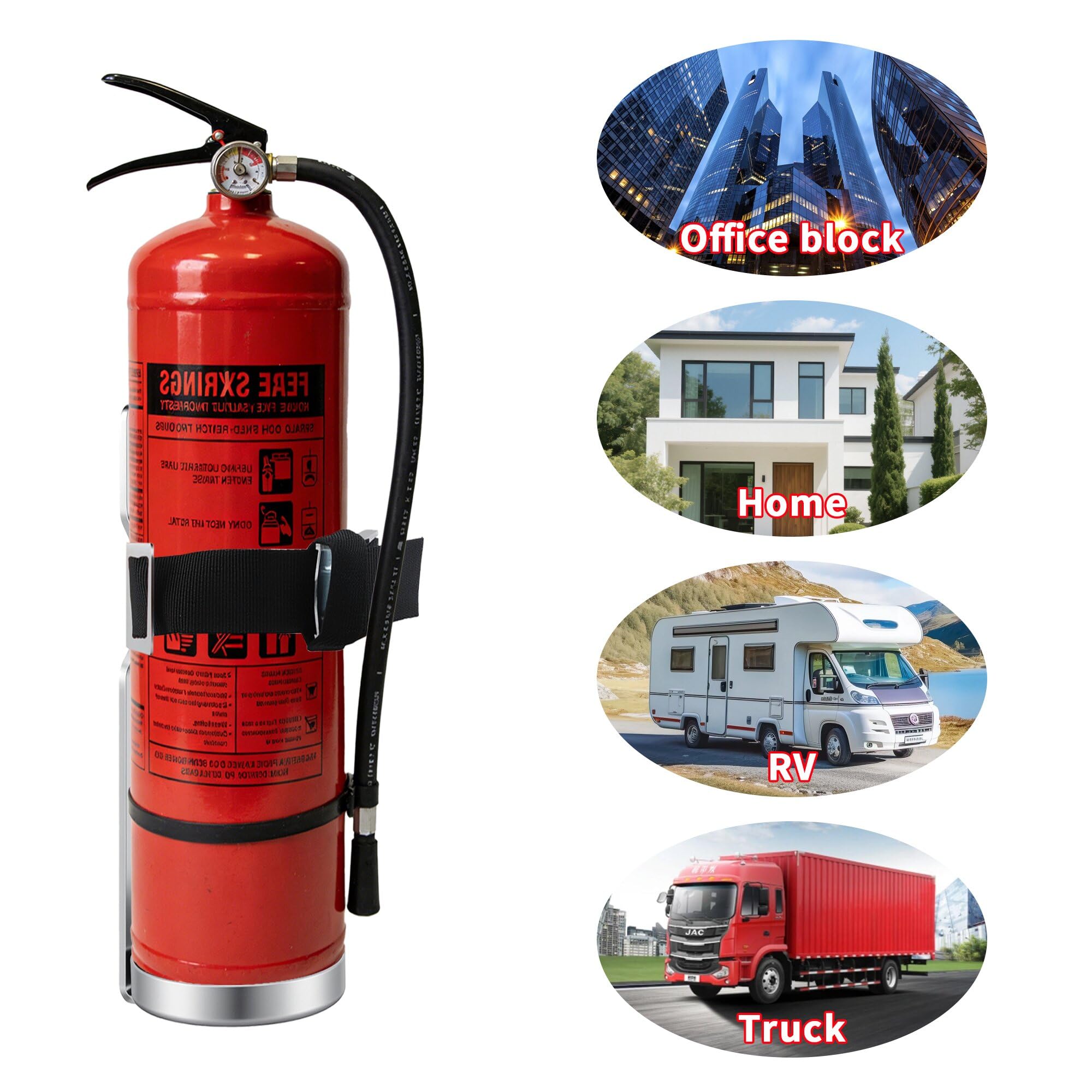 Soporte para extintor de incendios, soporte montado en la pared, compatible con extintores de 2.5 libras, acero inoxidable (2 piezas)