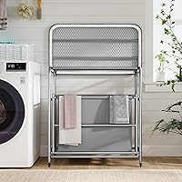 Vista 8 de COSTWAY Cesta de lavandería con tabla de planchar, carrito de lavandería con 3 secciones inclinables con 3 bolsas extraíbles separadas, ruedas