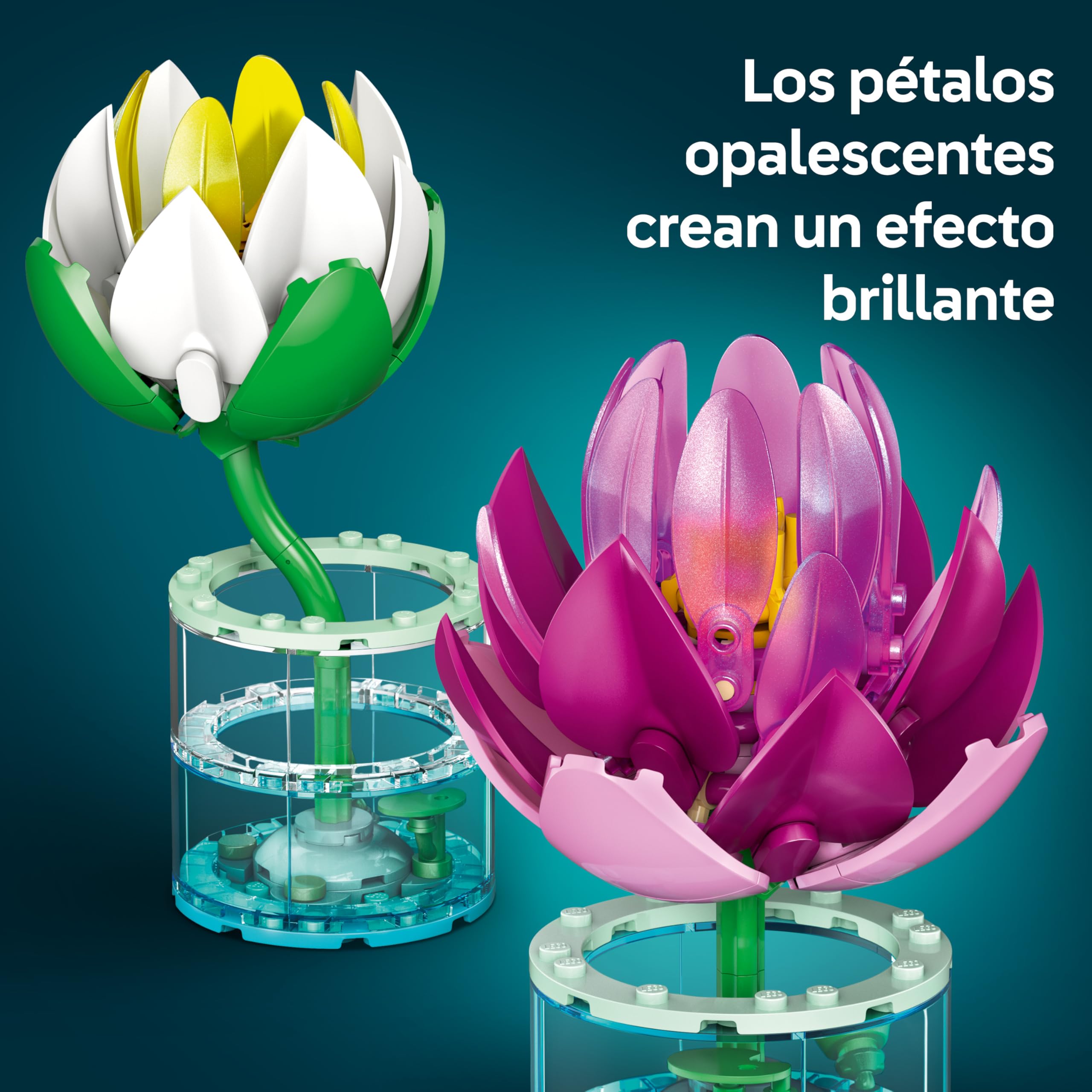 LEGO Botanicals Nenúfares Artificiales – Set de Flores Artificiales con 2 Plantas en Jarrones Transparentes – Kit de Manualidades y Decoración Floral – Regalo para Niñas de 9+ Años y Adultos – 11511