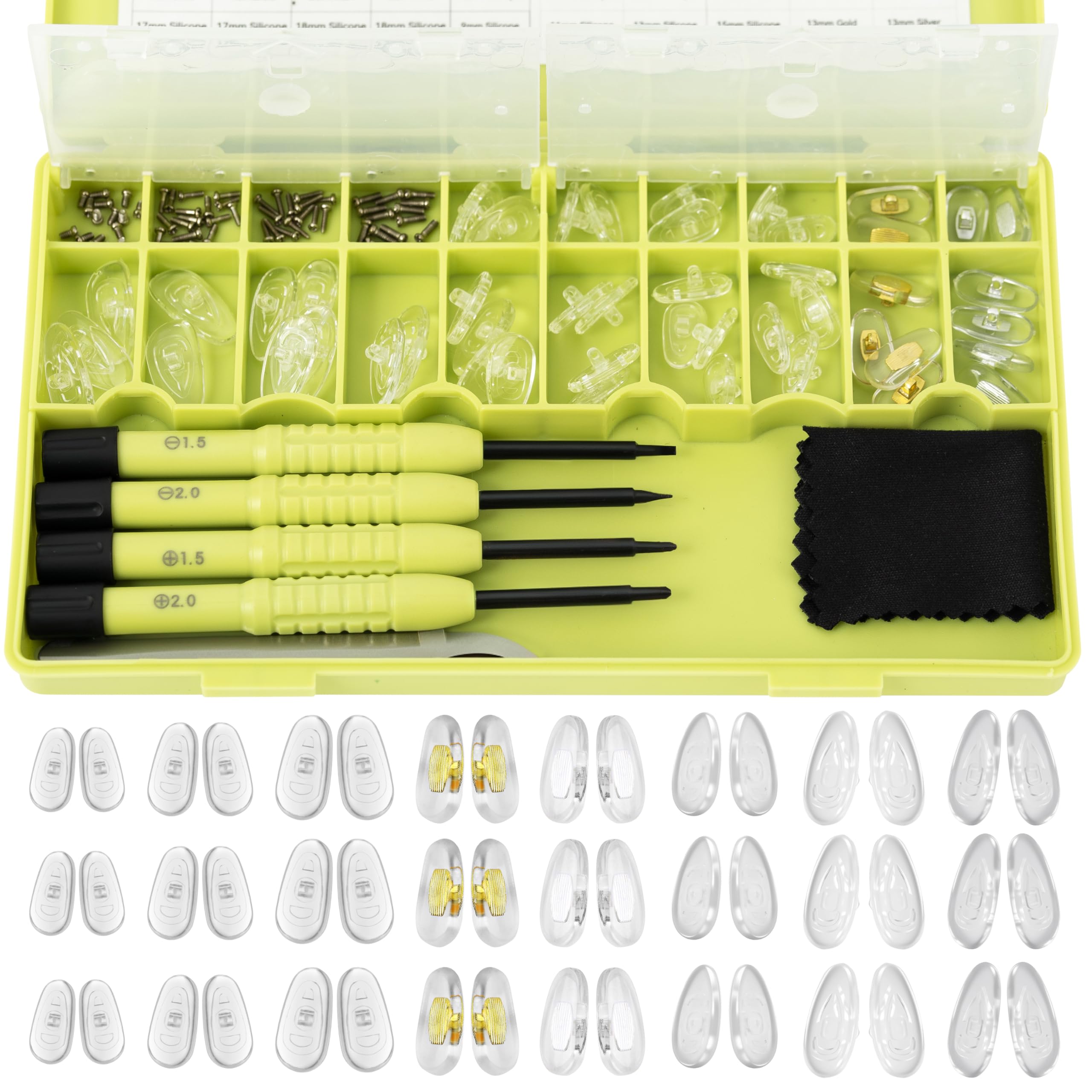 Eyeglass Nose Pads Replacement 24 Pairs of Screw-in Glasses Nose Pads with Precision Screwdriver Set Magnetic Eyeglass Repair