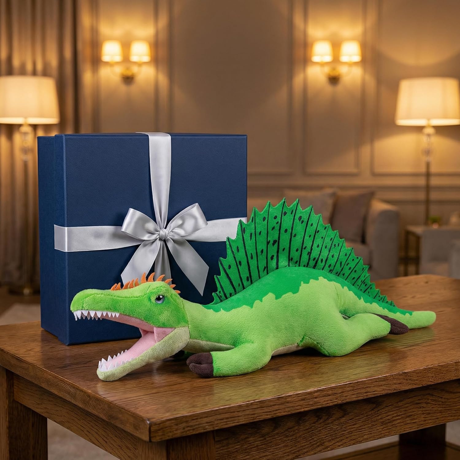 ZHONGXIN MADE Simulation Spinosaurus Dinosaur Stuffed Plush Toy - 18" Soft Lifelike Sail-Backed Dinosaur Model Toy, Real Life Dinosaur Stuffed Animal Toys, Collectible Gifts for Kids