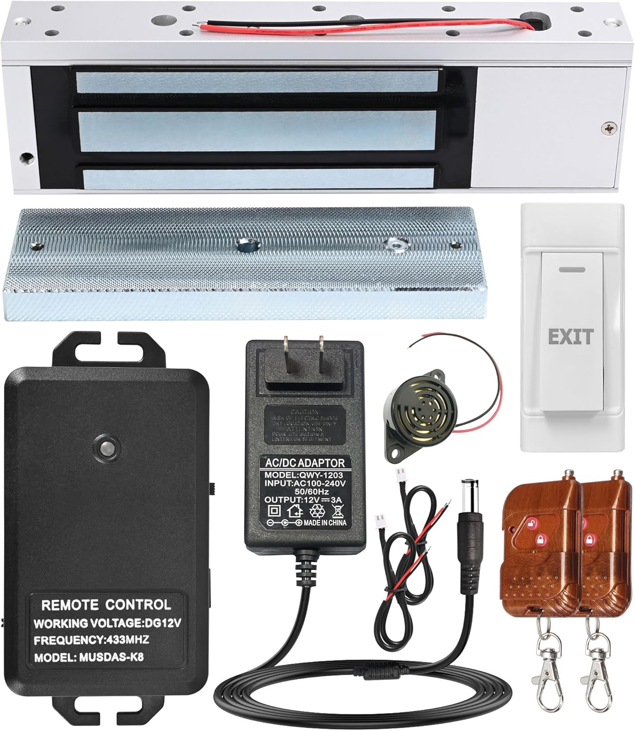 Access Control System with Remote Control – 1200lbs Magnetic Door Lock Kit, 12V Fail Safe NC Mode, Secure & Easy DIY Installation for Smart Home Entry, Works with Wooden & Metal Doors