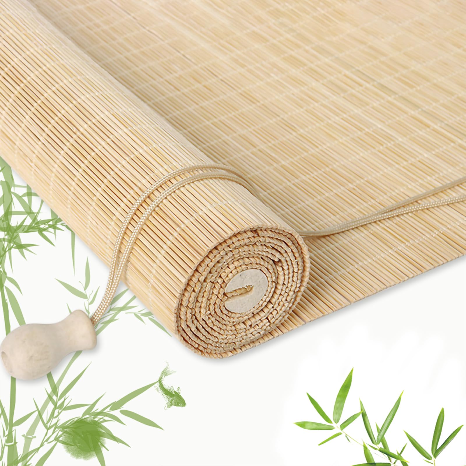 Bamboo Blinds for Interior Windows, Custom Bamboo Shades for Indoor Windows, Roller Shades for Indoor Window and Outdoor Patio, Easy to Install for Decks, Porches, Backyards