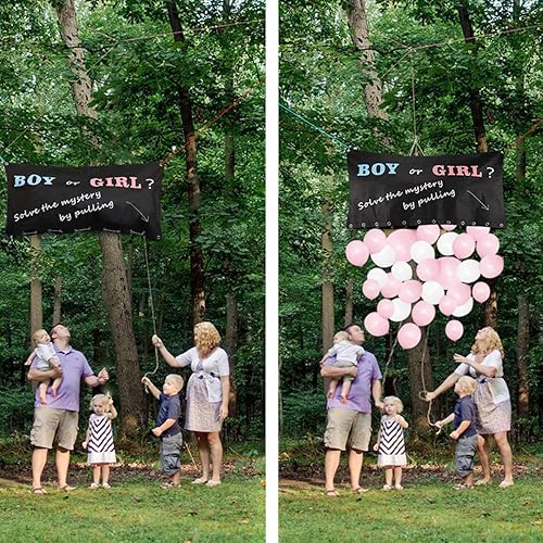 Miniatura 6 de FUKUGAWA - Caja de revelación de género y globos, decoración para niños y niñas, globos coloridos azules y rosas de 6 pulgadas con bolsa de caída de