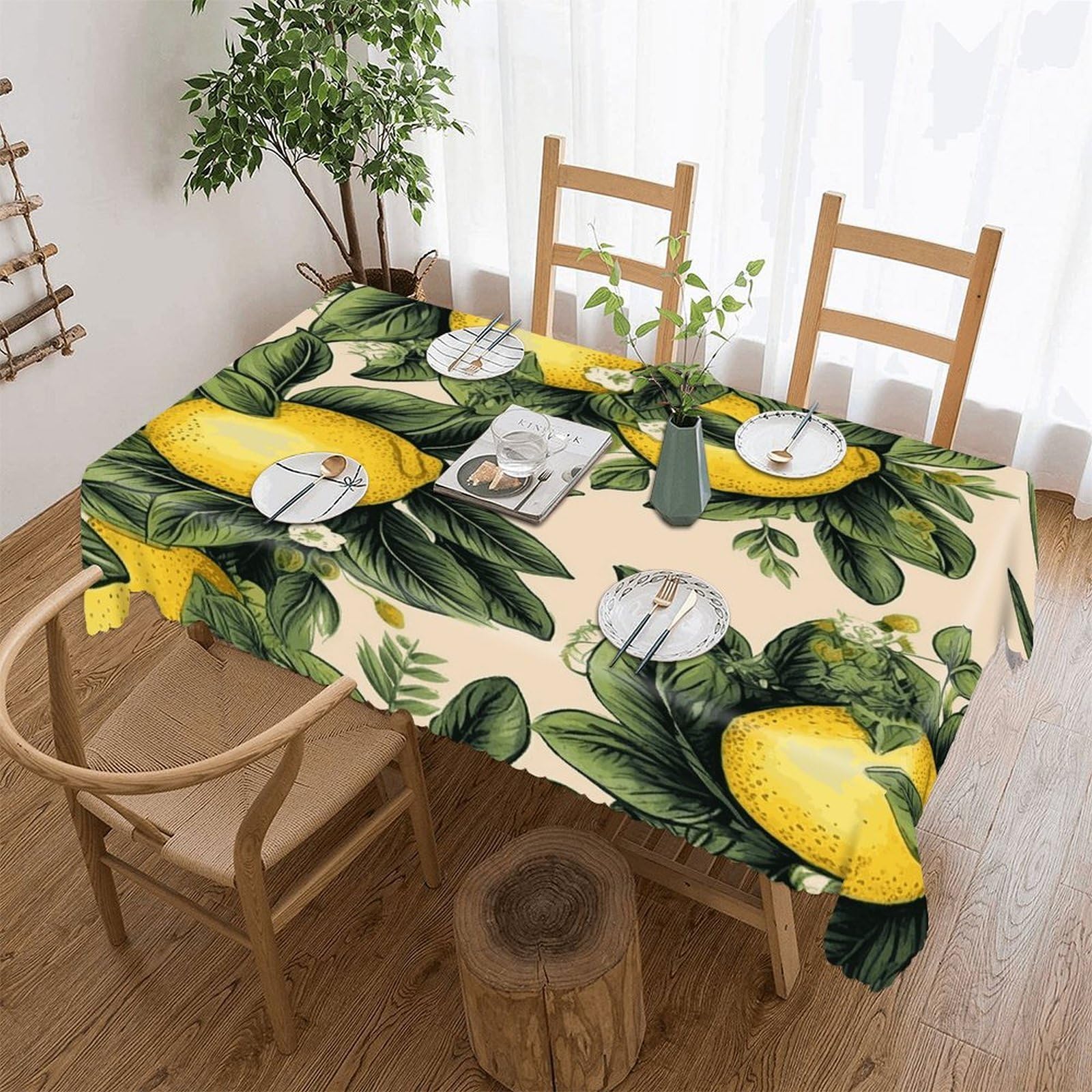 LOKLNEYK Lemon Tablecloth Rectangle Table Cloth Decorative Fabric Table Cover Waterproof Seasonal Table Cover Wrinkle Resistant Washable Table Cloth for Party Picnic Dinner Decor 55"x70"