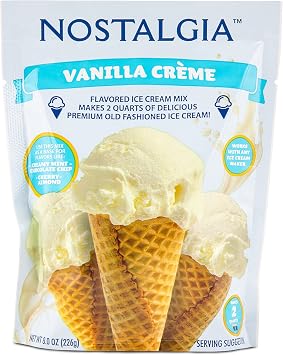 Nostalgia 2-Quart Homemade Premium Vanilla Creme Ice Cream Starter Mix 8-Pack