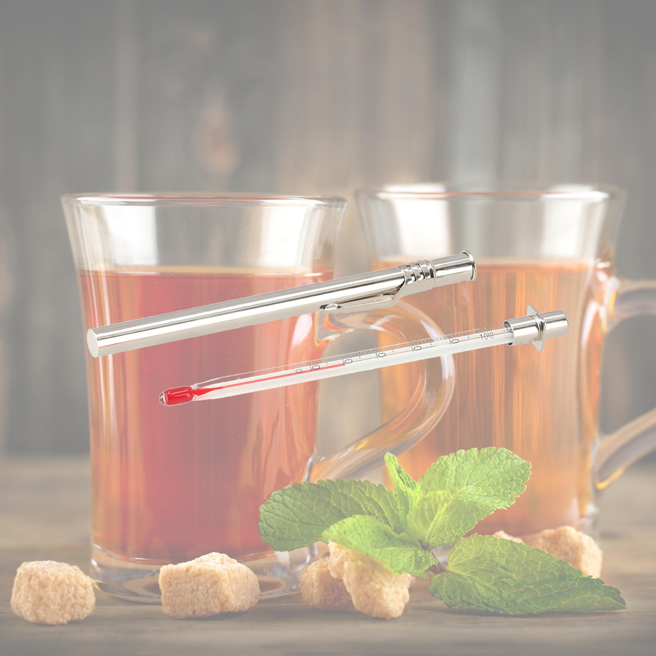 Thermomètre Analogique Pour Thé Et Boissons - Gamme -10 à 110°C - Étui Métal Avec Pince - 13,5 Cm