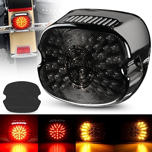 Nilight Luz trasera LED de freno de motocicleta, señal de giro para placa de matrícula, luces traseras ahumadas Plug and Play para Harley Davidson