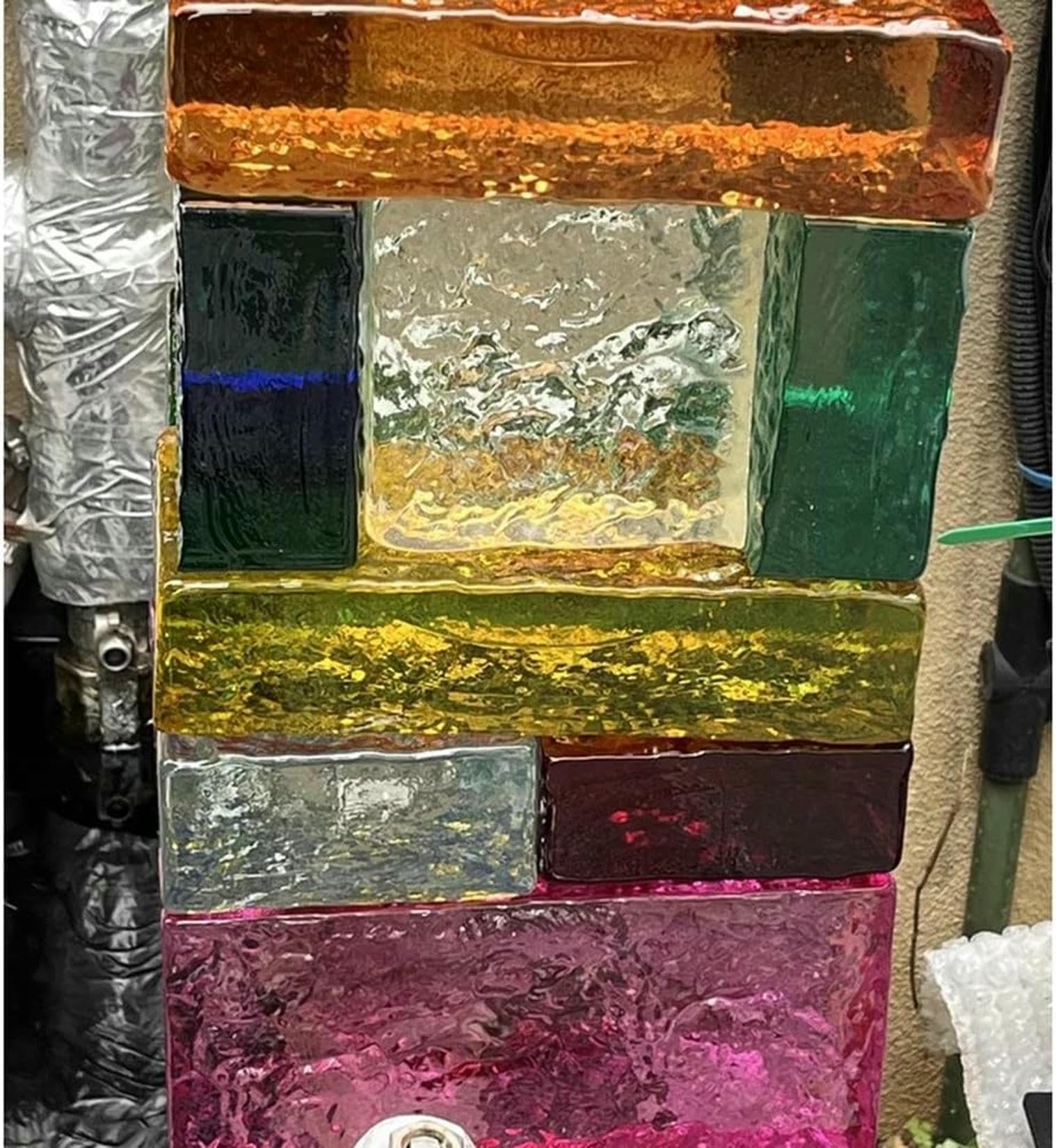 Bloques de Vidrio Transparente de Colores, Ladrillo de Vidrio Transparente Multicolor 20x10x5 cm(Brown)