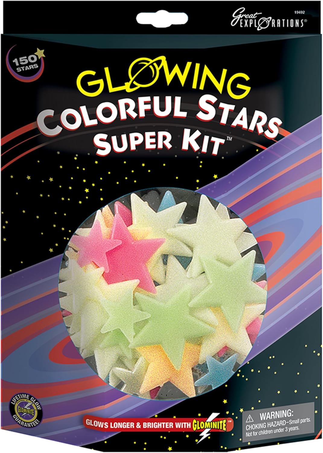 Great Explorations: Colorful Stars Super Kit, Glow In The Dark Ceiling Stars. 150 Pieces in an assortment of sizes and colors - Image 2