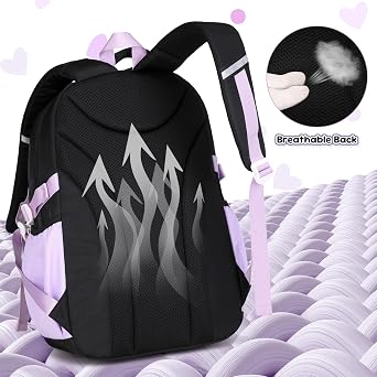 Amythe School Bag Girls School Backpack for Girls 1st - 5th Grade with Cute Coin Bag, Casual Backpack School for Kids Teenagers, Ideal for School and Travel