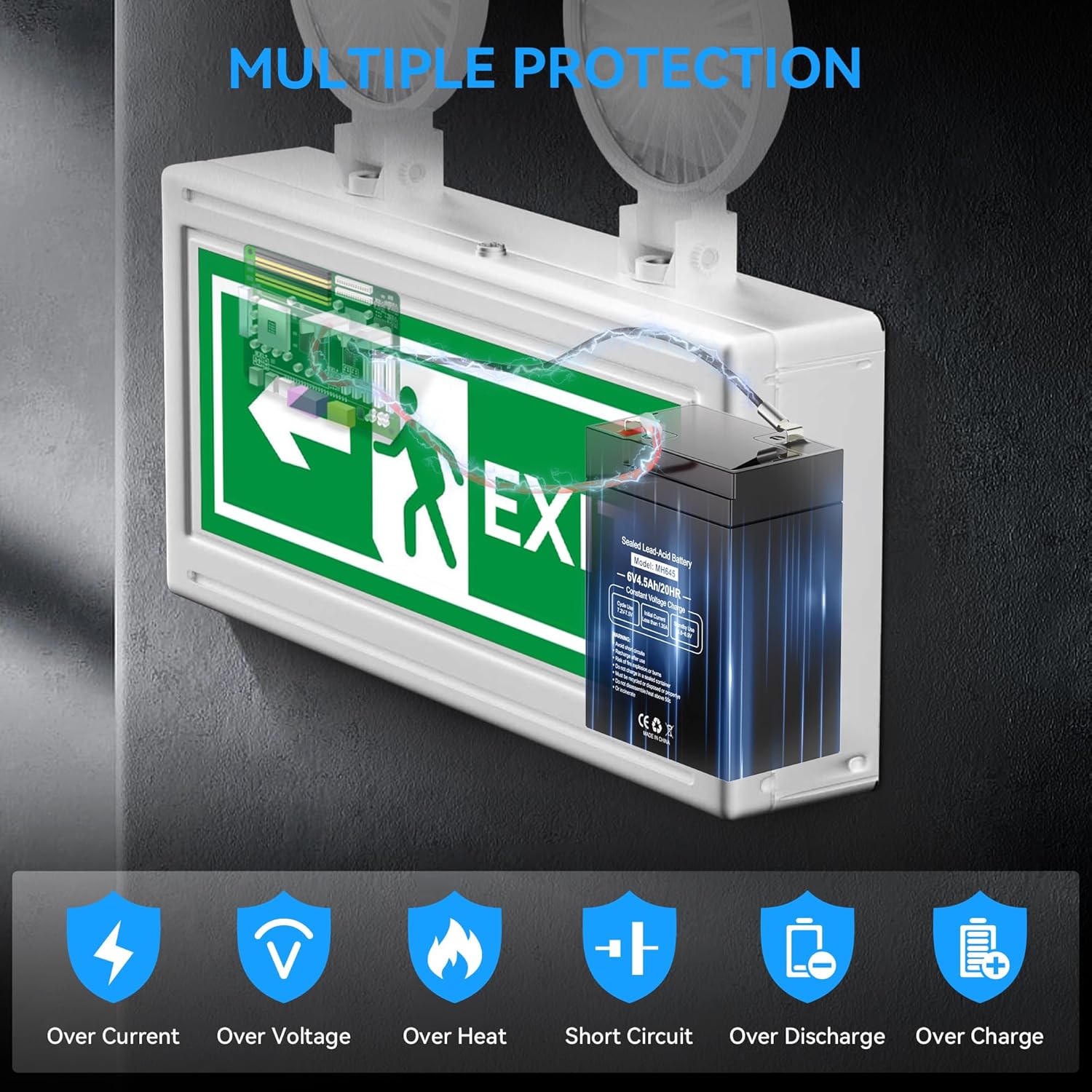 6V 4.5Ah Rechargeable Emergency Lighting Battery，SLA AGM Battery - Maintenance-Free, F1 Terminal, Ideal for UPS, Alarm Systems, Toys & Emergency Lighting (Batteries Only)