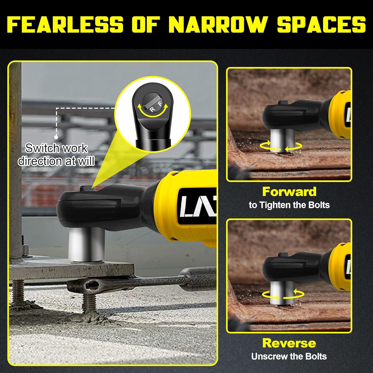 3/8" Brushless Ratchet Wrench Set for DEWALT 20V Max Battery, Electric Cordless Ratchet, 1/4" Adapter, 3" Extension Bar & 7 Sockets (Battery not include)