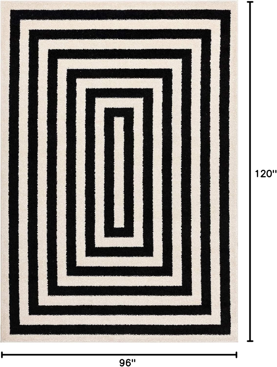 Abani Contemporary Black & Ivory 7'9" x 10'2" Area Rug, Contrasting Geometric Modern Stripe Symmetrical Living Room Carpet Rugs 7'9" x 10'2" Ivory